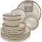 Vajillas para 6 Personas, Set de Steingut Rustic de 18 Piezas - Diseño Rústico y Moderno, Apto para Lavavajillas - Juego de Platos y Cuencos - Vajilla Pure Living en Color beige