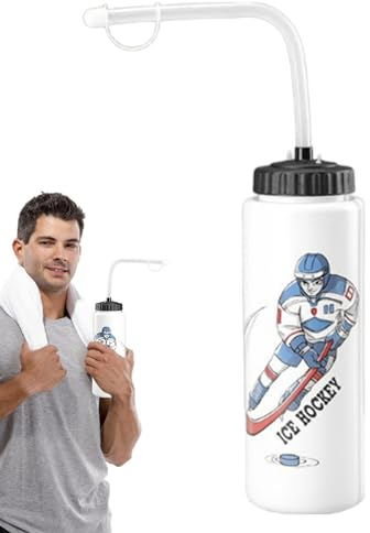 Huasean 1L Straw Water Bottle - Squeezable Plastic Cycling Water Bottle With Long Straw - Boxing Sports Training Water Bottle For Football, La-crosse, Work, Gym, Travel