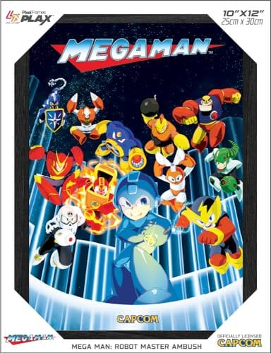 Level Up Labs Pixel Frames PLAX: Mega Man: Robot Master Ambush – 3D-gerahmtes Linsenraster-Poster, 25,4 x 30,5 cm