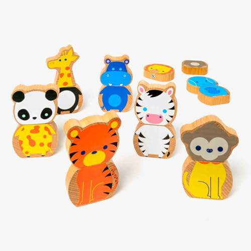 oxybul | 8 Animaux de la Jungle magnétiques en Bois 12-6 Ans