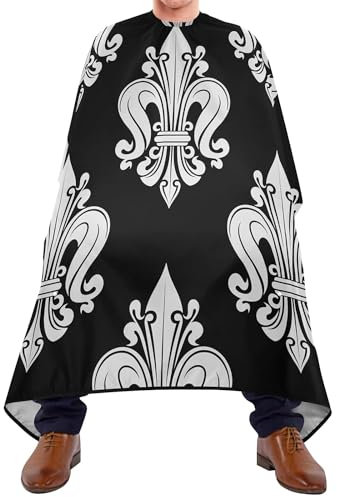 Tablier De Coiffure Bouquets De Lys Royaux Fleur De Lys En Argent Français Cape De Coiffure Professionnelle Cape De Barbier Unisexe Cape De Cheveux Pour Coupe De Cheveux Salon De Coiffure