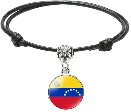 Cernomal Pulseras con La Bandera De Venezuela: Países De América del Sur, Pulsera Tejida Negra, Brazalete Ajustable De La Amistad para Niños, Mujeres, Niñas Y Hombres, Regalos De Joye