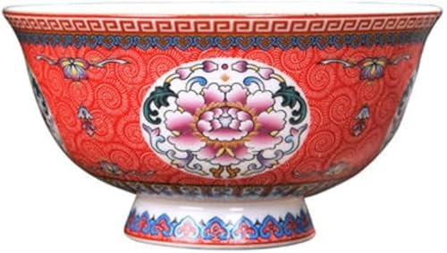 Keramikschüssel, Suppenschüssel, Reisschüssel aus Porzellan im antiken Palaststil, Breischüssel, Suppenschüssel, 15,6 cm, 6,14 Zoll, Keramik-Stielgeschirrschüssel, Bone China, chinesische Farbschüssel