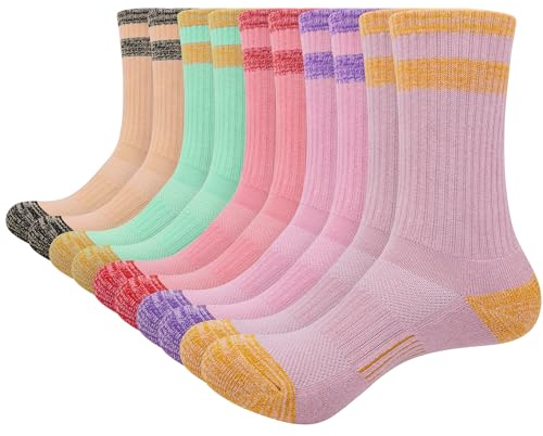 Chaussettes Femme, Chaussettes Femme de Sport de Marche Respirantes Rembourrage Chaudes Coton Randonnée,Extérieur Anti-ampoules Trekking Bottes Chaussettes Multicolore 5 Paires 35-40