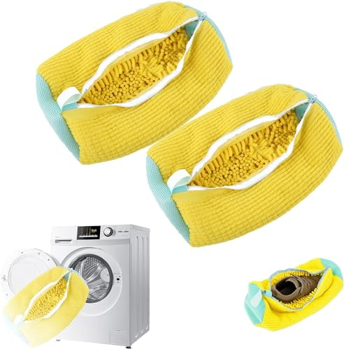 2Pcs Shoe Washing Machine Bag, Trainer Washing Machine Bag, Deep Cleaning Laundry Shoe Bags for Washing Machine, Reusable Laundry Shoe Bag with Zipper, Shoe Cleaning Bag for Canvas/Sneak