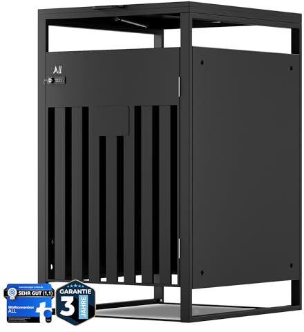 ALL Premium Mülltonnenbox 1er – Abschließbar & wetterfest, für Garten, Hof & Straße, beliebig erweiterbar, legierter Stahl robust & langlebig