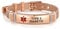 LSxAB Bracelet d'identification médicale rouge or rose pour homme et femme, bracelet réglable en acier satiné, premiers secours, gravé au laser, Acier inoxydable, Pas de gemme