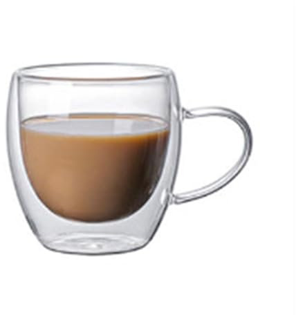 FYJL Mug Personnalisé Tasse en Verre 150/250/350/450 ML, Tasse à café au Lait, Tasse, Tasse à Double Couche Transparente for la Maison Tasse Personnalisable(250ml)