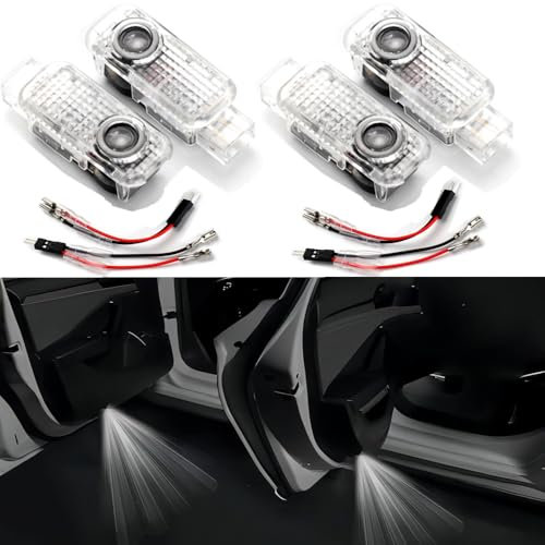 4 Pcs Auto Türleuchten Logo Projektor Kompatibel mit A1/A3/A4/A5/A6/A7/A8/Q2/Q3/Q5/Q7/Q8/TT/R8... Autozubehör,No Fade HD LED Auto Willkommen Projektor Lichter