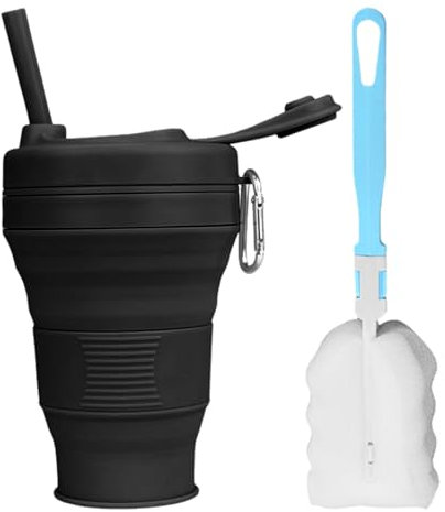 1 Faltbecher, 1 Tassenbürste, Faltbarer Kaffeebecher, Reisekaffeebecher, Faltbecher, Campingbecher, Wiederverwendbarer Kaffeebecher, Faltbarer Kaffeebecher Für Den Außenbereich