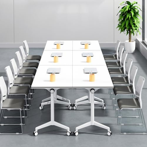 CGHAZLJ Mobiler Besprechungstisch, 1,80 m, großer Rolltisch für Büro, Klassenzimmer, 6er-Pack, Faltbarer Konferenzraumtisch, Schulungstisch in modernem Design mit Rollen, tragbar und Platz