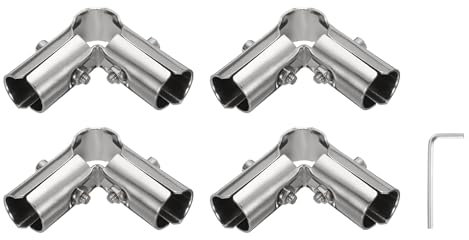 QUARKZMAN 4pz Connettori a Tubo Strutturali a 90 Gradi 3 Vie Morsetti Terminali con Chiave a Bussola in Acciaio Inossidabile Raccordi a Tubo Angolare 1 Diametro Tubo, Argento