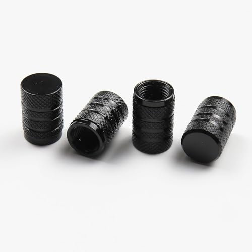 YUEXIANGJING 4 Stück Auto-Ventildeckel für Opel Corsa B C D E F 2021-2017, Aluminium Auto-Reifen Ventil, Ventilabdeckung Reifenventil-Kappen, Aluminium-Ventilkappen,Black