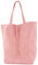 modamoda de T163 Damen Leder Shopper Schultertasche Large mit Innentasche handmade in Italy, Farbe:Rosabeige Wildleder
