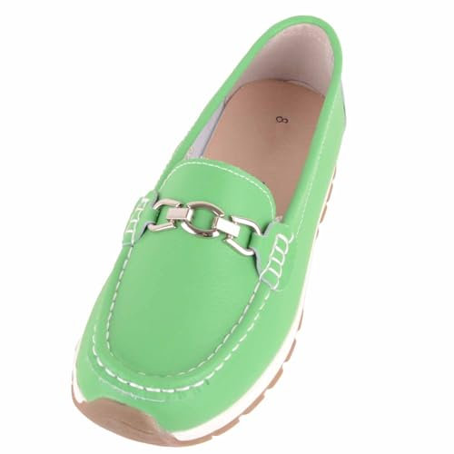 ABSOLUTE FOOTWEAR Scarpe da donna in vera pelle liscia, facili da infilare con suola spessa, Mela, 6 US