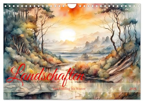 Landschaften Von Frühling bis Winter (Wandkalender 2026 DIN A4 quer), CALVENDO Monatskalender: Zauberhaft Landschaften aus Vierjahreszeiten mit KI generiert. (CALVENDO Kunst)