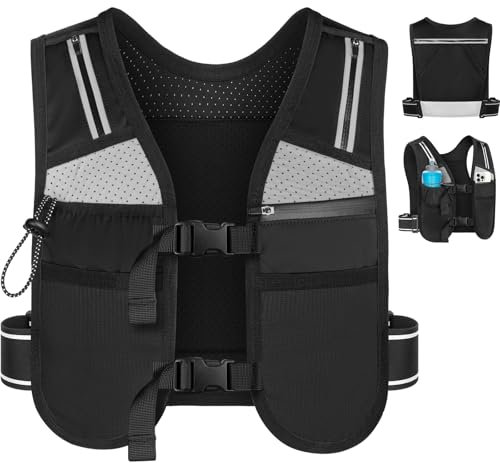LUROON Laufweste für Damen und Herren Ultraleicht Trinkrucksack mit Handytasche und 2L-Fach, Reflektierender Trinkweste Laufrucksack für Jogging, TLäufe, Fahrrad, Marathon