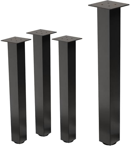 ML-Design Lot de 4 Pieds de Table I-Design 72 cm, Gris Foncé, Aspect Industriel, en Acier Laqué, Carré, Profil 8x8 cm, Pieds de Meuble Réglables en Hauteur 1-4 cm, Pieds de Support pour Tables Basses