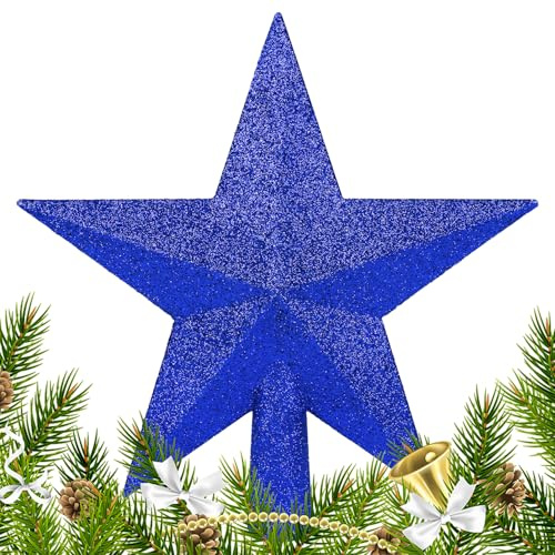 SULOLI Weihnachtsbaumspitze,Christbaumspitze Stern,Glänzender Weihnachtsstern,Tannenbaumspitze Für Weihnachtsbaumschmuck Ornament Party Dekoration(Blau)