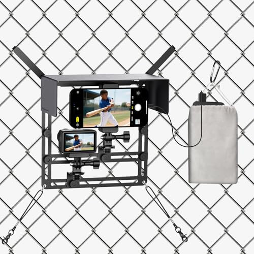 Phone Fence Mount with Magnetic Shade, Game Changer Mounting Kit, for iPhone/Mevo Start/Go Pro and Other Action Cameras, for Baseball/Softball/Rugby/Hockey/Tennis Sport