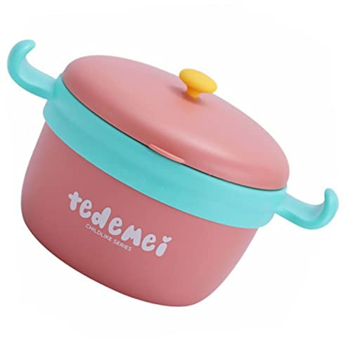OFFIGAM 1juego Platos De Acero Inoxidable Ventosa y Tapa Para Bebés Bol De Alimentación Térmico Antideslizante Para Comidas Infantiles y Aprendizaje Autónomo