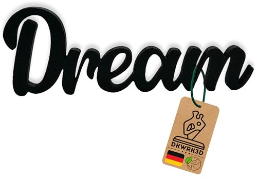 Dream Schriftzug - Skulptur Schlafzimmer Deko Aufsteller - Traum Schild Modern - Dekoration zum hinstellen - Regal Figur - Kinderzimmer Wohndekoration Flur Schrift für zu Hause aus Kunststoff (M)