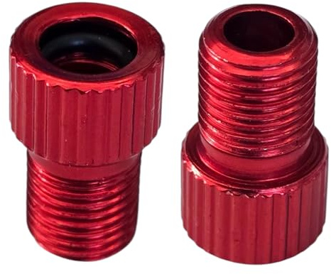 cyclingcolors 2X Fahrrad-Ventil Adapter Fahrradpumpenanschluss für Adapter für Presta Französischen Schrader Ventile Schlauchverbinder Reifen Kompressor, Rot