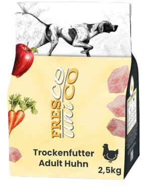 FRESCO Dog Unico Huhn 2,5kg | Hundefutter trocken getreidefrei | 66% Frischfleisch, Monoprotein, hohe Verträglichkeit | Gesundes Adult Trockenfutter für Hunde sensitiv | Aus Deutschland