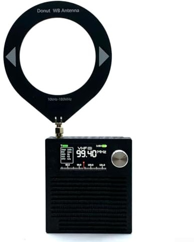 Für ATS MINI SI4732 Funkempfänger mit Kopfhörerschaltung Plus-Version, 3000-mAh-Akku, unterstützt Vollband-Übertragung, Firmware-Upgrade und einfache Drehsteuerung (schwarzer Ring)