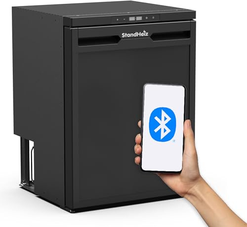 65L Kompressor Kühlbox mit APP-Steuerung 12V 24V, Energiesparender Mini Kühlschrank mit seitlich öffnender Tür, Kühlschrank klein mit Gefrierfunktion für Auto, LKW, Boot, Reisemobil, Camping