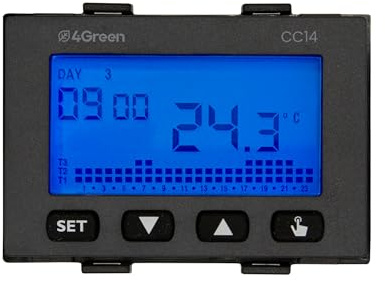 4GREEN CT 14A – Unterputz-Chronothermostat 503 (3 Module), Wochenprogrammierung, Digitalthermostat mit Stromversorgung 230 V, Frontplatten Weiß und Anthrazit