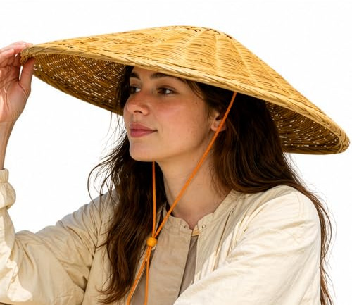 Handgefertigter Bambus-Kasa-Hut, gewebt, konisch, Sonnenhut für Gartenarbeit, Outdoor, oder Samurai, Ronin, Cosplay, leicht, traditionell