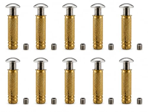 FERPASA® - Tornillo para Piscina Pack 10 - Tornillo y Tapón Acero Inoxidable + Taco de Latón Expansivo - Sistema de Anclaje para Lona y Cubierta de Piscina