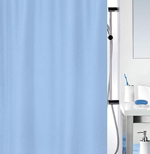 Spirella Schimmel Duschvorhang-Anti-Bakteriell, waschbar, wasserdicht-Polyester, „Primo “ 180x200cm Hellblau, Blue, 180 X 200
