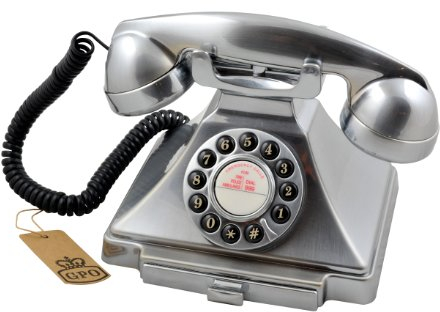 GPO Carrington Classic Retro Push-Button Phone with Pull-Out Tray, Traditional Bell RingTone, Ringer On/Off for Home, Office, Hotels- Chrome
