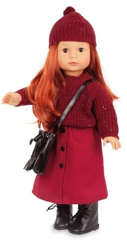 Götz 2590340 Precious Day Girls Julia Jubilee Puppe – 46 cm große Stehpuppe mit roten Haaren, braunen Augen in 7 teiligem Set