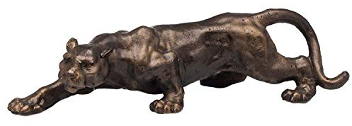 Figur Raubtier Panther Raubkatze Skulptur Eisen in Bronze Optik Sculpture
