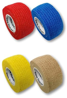 LisaCare Fingerpflaster selbsthaftend - 4 Rollenpflaster 2,5cm x 5m | Tierpflaster, elastisch & ohne Kleber - Keine Schere zum abtrennen benötigt - Medizinprodukt - PZN auf Anfrage! (Farbmix 1)