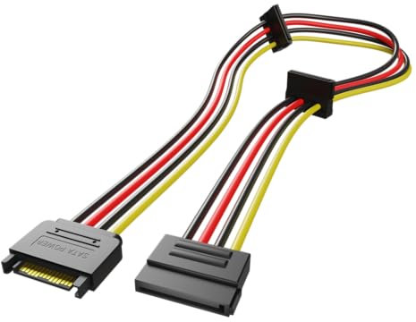 rhinocables SATA Power Splitter Cable 1 Male to 3 way Female Triple Output lead ATA Split Extension E1114