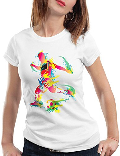 style3 WM 2026 Deutschland Fußball T-Shirt Damen Fussball Weltmeisterschaft Europa 24 Fan-Shirt, Farbe:Weiß, Größe:XXL