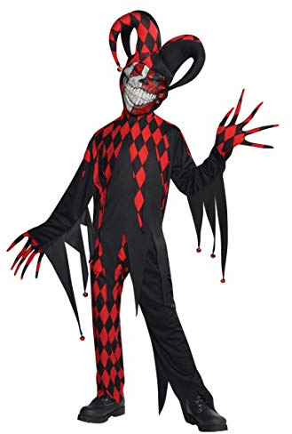 Amscan - Kinderkostüm Gruseliger Narr, Langarmshirt, Kopfbedeckung, Gesichtsmaske, Handschuhe, Hose, Mottoparty, Karneval, Halloween