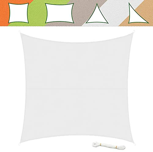 casa pura Sonnensegel 3 x 3 m, Weiß - inkl. Befestigungsmaterial - Quadrat - Reißfestes Polyester-Gewebe - Wasserabweisend imprägniert - Sonnenschutz