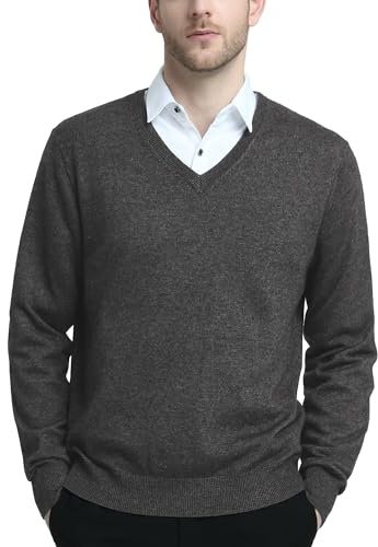Kallspin Men’s Wool Blend Jumper Sweater V Neck Long Sleeve Knit Pullover