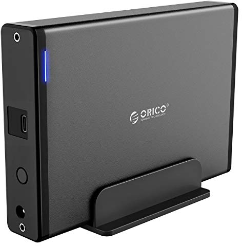 ORICO Boitier Disque Dur Externe 3,5 '' avec Boîtier Amovible, Adaptateur USB 3.1 Type-C vers SATA 3.0 pour Disque Dur SATA 3,5 Pouces avec Alimentation 12V 2A (20 to Max, écran Bleu)