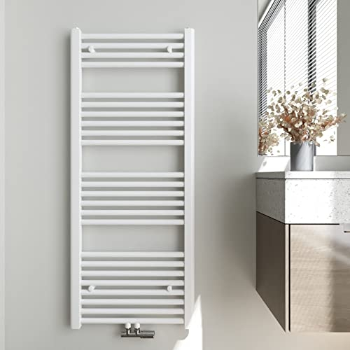 Heilmetz Badheizkörper 120 x 50 cm Weiß Handtuchtrockner 513 Watt Leistung Heizkörper Bad Mittelanschluss Handtuchheizkörper