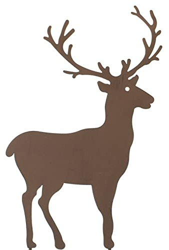 Dekoleidenschaft Gartenstecker Hirsch aus Metall in Rost-Optik, 40 cm hoch, Dekostecker, Garten-Deko für Draußen