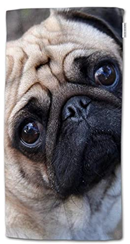 HGOD DESIGNS Weiche Badetücher mit Mops-Motiv, Baumwolle, für Bad und Küche, lustiges, süßes Mops-Design, 38,1 x 76,2 cm
