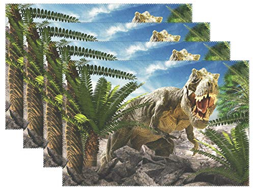RXYY Tischsets von 1, Tropisch Palme Dinosaurier Drucken Platzsets Essen Tabelle Matten Hitze Beständig Dauerhaft Waschbar für Zuhause Küche