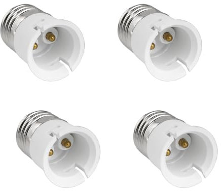 Akynite E27 to B22 Light Bulb Adapter, Edison Screw to Large Bayonet Cap Socket Converter, ES to BC Lamp Base Adapter for LED, Incandescent and CFL Bulbs, Pack of 4