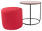 i-flair Nachttisch Beistelltisch mit Hocker Jasper runder Couchtisch und Pouf 40x40 cm N6 Rot - Schwarz - Rot